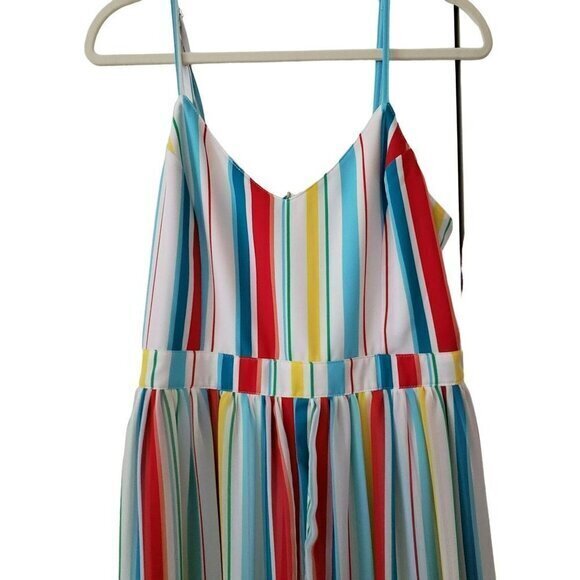 XOXO Womens Striped Dress Jumper Romper Sheer Over Shorts Maxi Size XL Pre-Owned - Picture 11 of 14